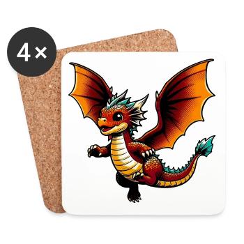 Drache - Untersetzer (4er-Set) - Weiß - Vorne