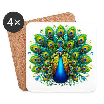 Paon - Dessous de verre (lot de 4) - blanc - Devant