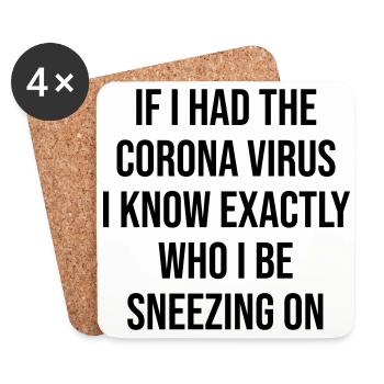 Coronavirus lustiger Spruch Geschenk - Untersetzer (4er-Set) - Weiß - Vorne