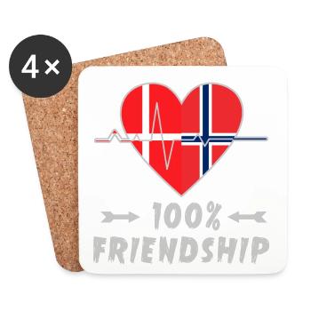 Denmark and Norway 100% friendship - Coasters (set of 4) - white - Front