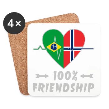 Brasilien und Norwegen 100% Freundschaft - Untersetzer (4er-Set) - Weiß - Vorne