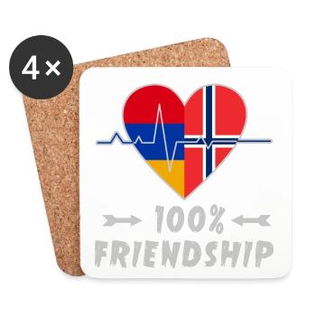 Armenien und Norwegen 100% Freundschaft - Untersetzer (4er-Set) - Weiß - Vorne