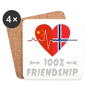 China and Norway 100% friendship - Coasters (set of 4) - white - Front