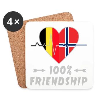 Belgien und Norwegen 100% Freundschaft - Untersetzer (4er-Set) - Weiß - Vorne
