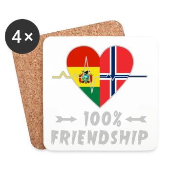 Bolivia and Norway 100% friendship - Coasters (set of 4) - white - Front
