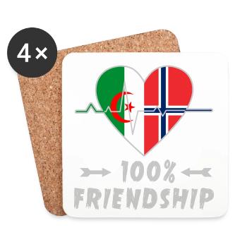 Algerien und Norwegen 100% Freundschaft - Untersetzer (4er-Set) - Weiß - Vorne