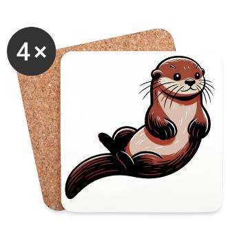 Otter - Coasters (set of 4) - white - Front