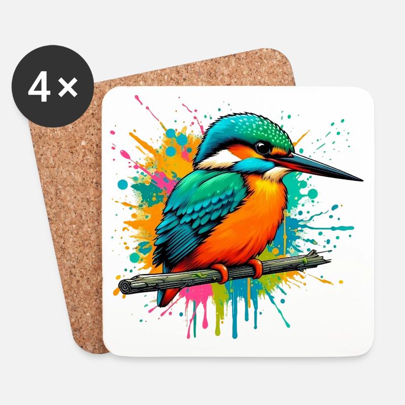 Eisvogel - Untersetzer (4er-Set) - Weiß