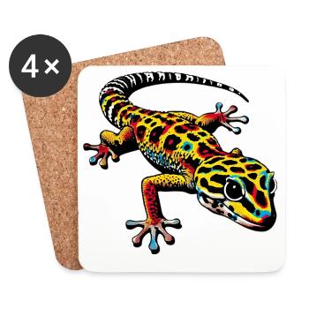 Gecko - Dessous de verre (lot de 4) - blanc - Devant