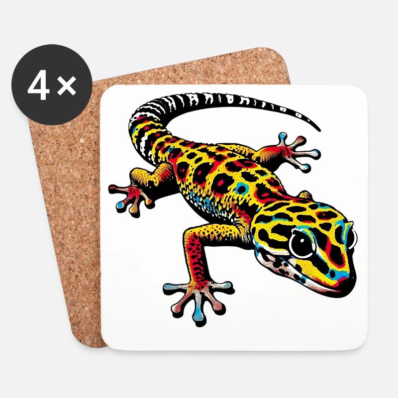 Gecko - Untersetzer (4er-Set) - Weiß