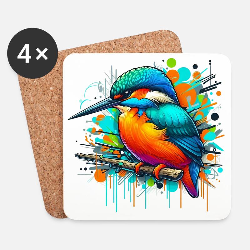 Eisvogel - Untersetzer (4er-Set) - Weiß