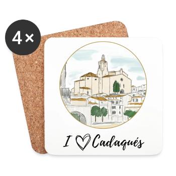 I love Cadaqués Aquarell - Untersetzer (4er-Set) - Weiß - Vorne