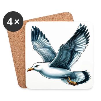 Möwe - Untersetzer (4er-Set) - Weiß - Vorne