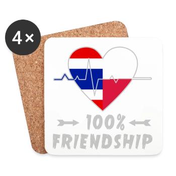 100 % amitié entre la Thaïlande et la Pologne - Dessous de verre (lot de 4) - blanc - Devant
