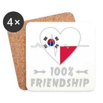 Südkorea und Polen 100% Freundschaft - Untersetzer (4er-Set) - Weiß - Vorne