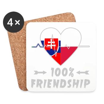 Slowakei und Polen 100% Freundschaft - Untersetzer (4er-Set) - Weiß - Vorne