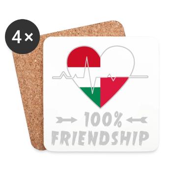 Hungary and Poland 100% friendship - Coasters (set of 4) - white - Front