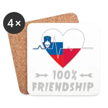 Slowenien und Polen 100% Freundschaft - Untersetzer (4er-Set) - Weiß - Vorne