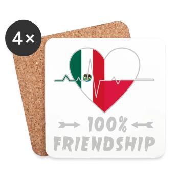 Mexiko und Polen 100% Freundschaft - Untersetzer (4er-Set) - Weiß - Vorne