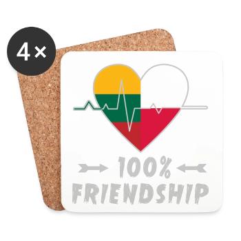 Lithuania and Poland 100% friendship - Coasters (set of 4) - white - Front