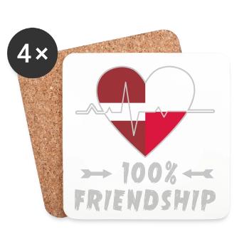 Latvia and Poland 100% friendship - Coasters (set of 4) - white - Front