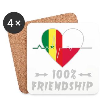 100 % amitié entre le Sénégal et la Pologne - Dessous de verre (lot de 4) - blanc - Devant