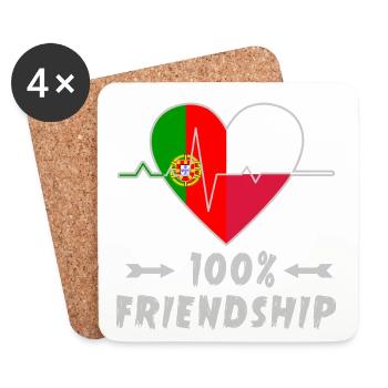Portugal und Polen 100% Freundschaft - Untersetzer (4er-Set) - Weiß - Vorne