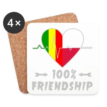 100 % amitié entre le Mali et la Pologne - Dessous de verre (lot de 4) - blanc - Devant