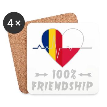 Rumänien und Polen 100% Freundschaft - Untersetzer (4er-Set) - Weiß - Vorne