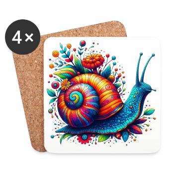 Escargot - Dessous de verre (lot de 4) - blanc - Devant