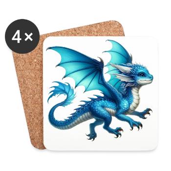 Dragon - Dessous de verre (lot de 4) - blanc - Devant