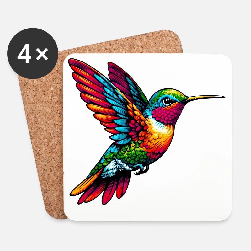 Kolibri - Untersetzer (4er-Set) - Weiß