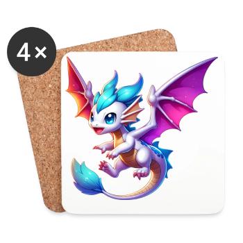 Drache - Untersetzer (4er-Set) - Weiß - Vorne