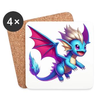 Drache - Untersetzer (4er-Set) - Weiß - Vorne