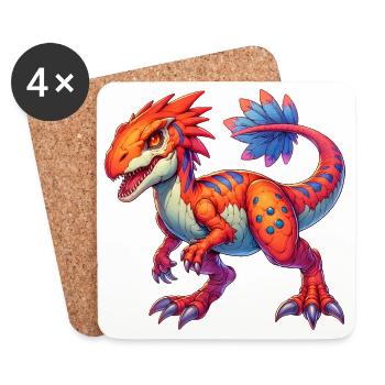 Dinosaure - Dessous de verre (lot de 4) - blanc - Devant