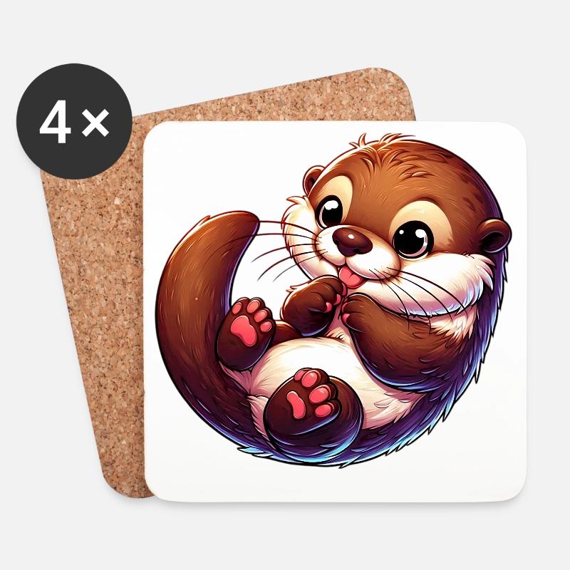 Otter - Untersetzer (4er-Set) - Weiß