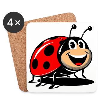 Ladybird - Coasters (set of 4) - white - Front