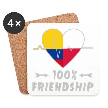 Colombia and Poland 100% friendship - Coasters (set of 4) - white - Front