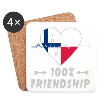 Finnland und Polen 100% Freundschaft - Untersetzer (4er-Set) - Weiß - Vorne