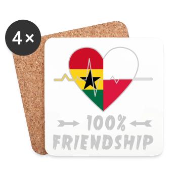 Ghana und Polen 100% Freundschaft - Untersetzer (4er-Set) - Weiß - Vorne