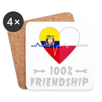 Ecuador und Polen 100% Freundschaft - Untersetzer (4er-Set) - Weiß - Vorne