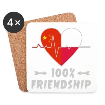 China and Poland 100% friendship - Coasters (set of 4) - white - Front