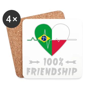 Le Brésil et la Pologne : une amitié à 100 % - Dessous de verre (lot de 4) - blanc - Devant