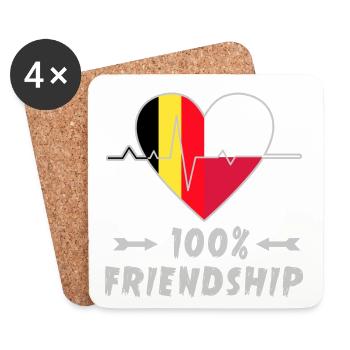 Belgien und Polen 100% Freundschaft - Untersetzer (4er-Set) - Weiß - Vorne