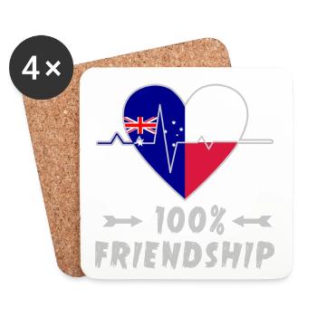 Australien und Polen 100% Freundschaft - Untersetzer (4er-Set) - Weiß - Vorne
