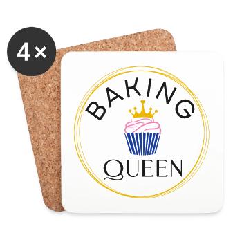 Baking Queen customizable - Coasters (set of 4) - white - Front