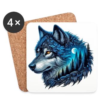 Loup - Dessous de verre (lot de 4) - blanc - Devant