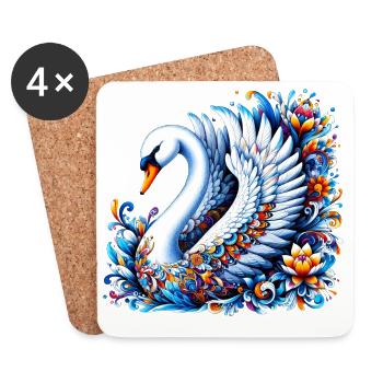 Cygne - Dessous de verre (lot de 4) - blanc - Devant