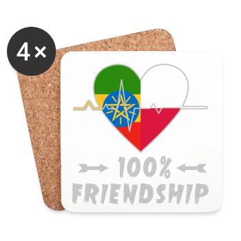 Äthiopien und Polen 100% Freundschaft - Untersetzer (4er-Set) - Weiß - Vorne