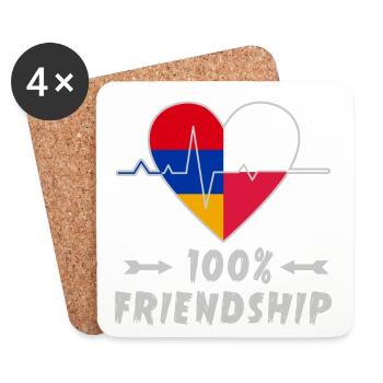 Armenien und Polen 100% Freundschaft - Untersetzer (4er-Set) - Weiß - Vorne